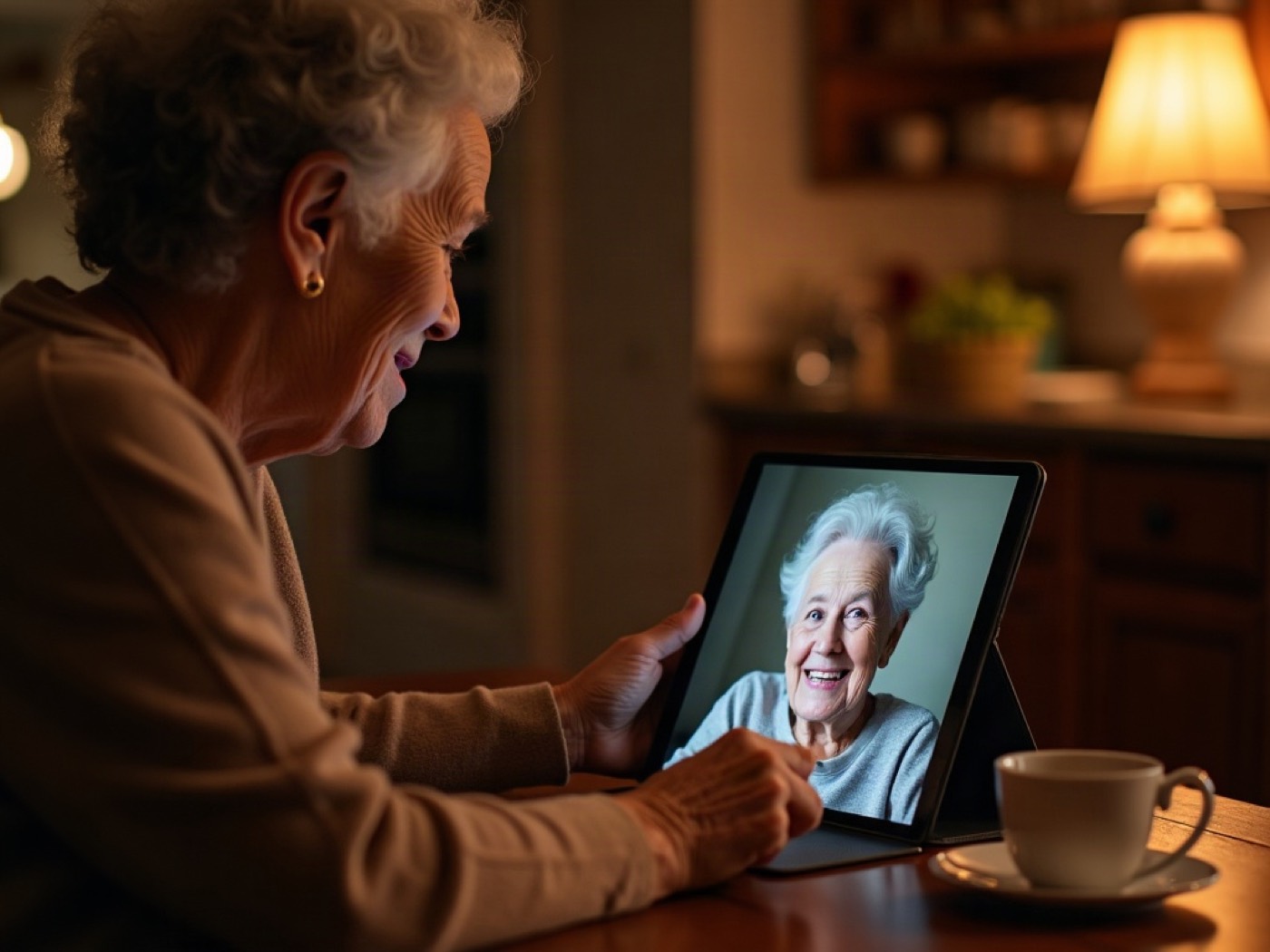 A grandmother on a video call